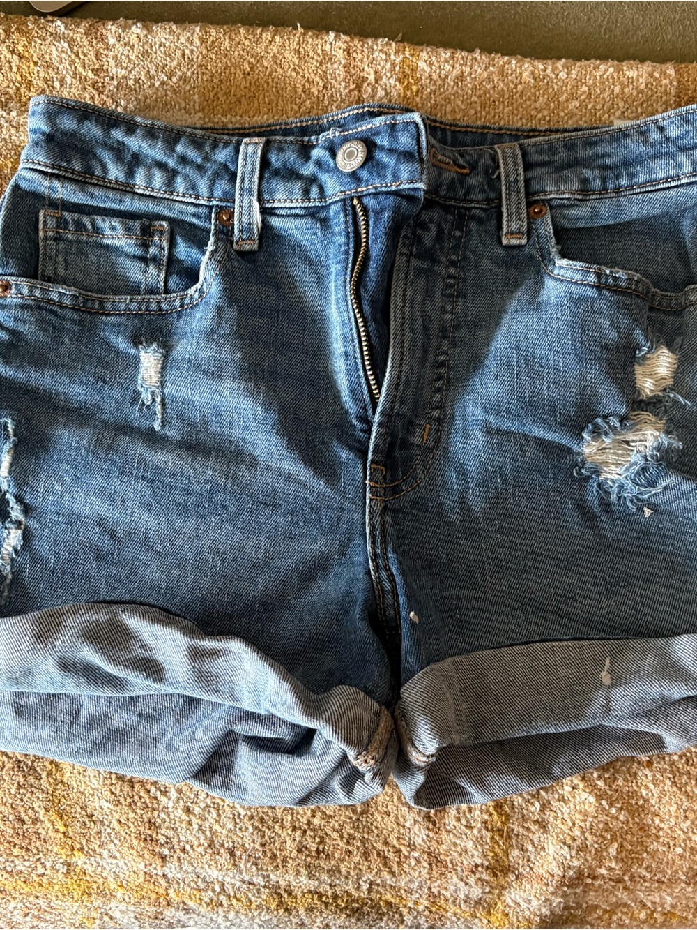 Old Navy Distressed Rolled Hem Denim Shorts - Blue